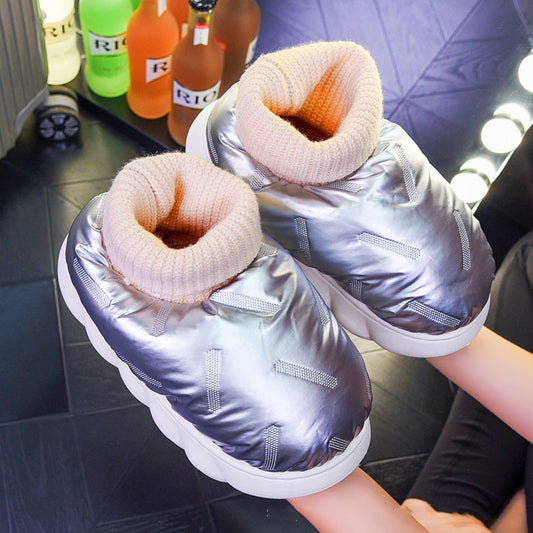 Bread Velvet Cotton Slippers Waterproof Home Warm Couples Shoes