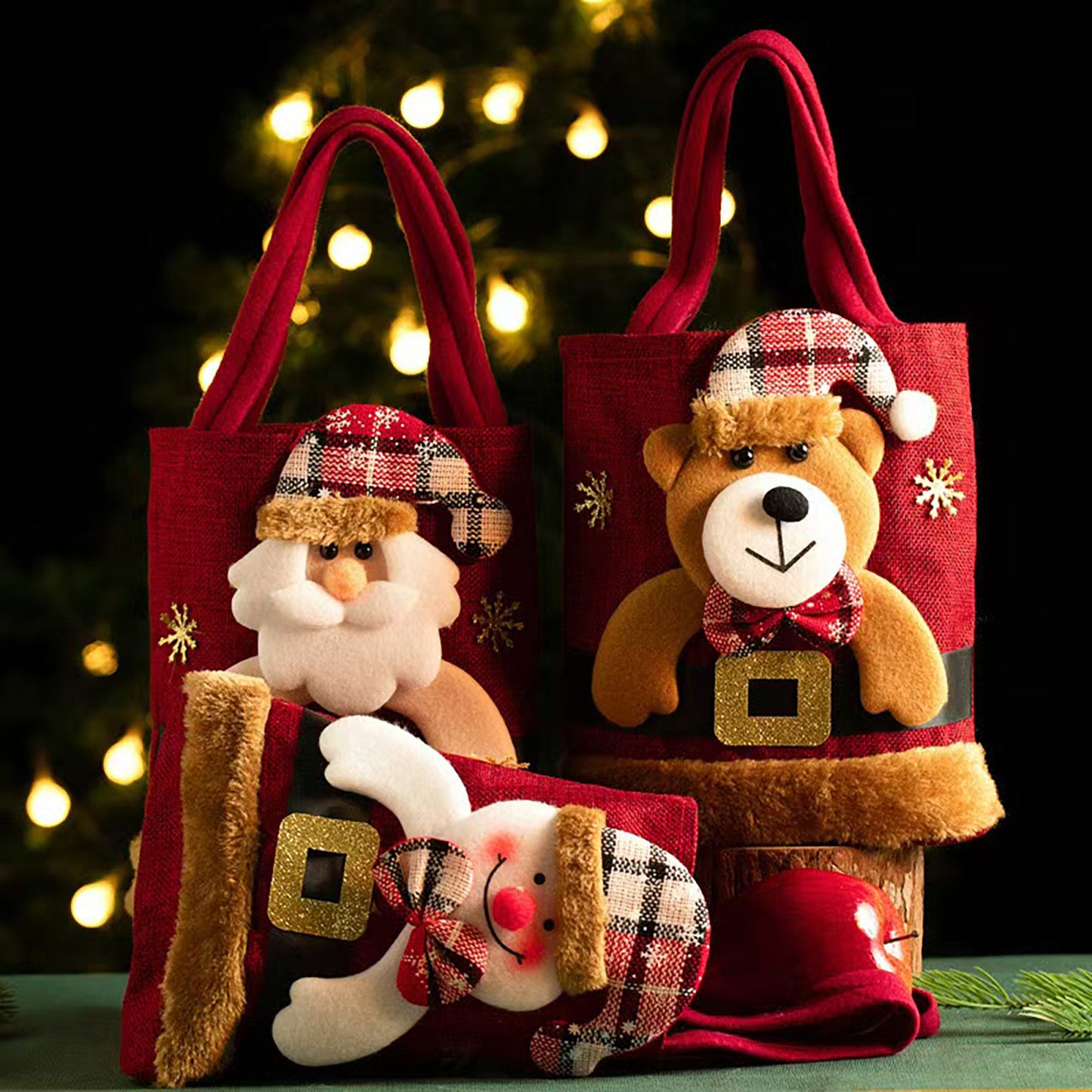 Christmas Ornament Tote Bag With A Distressed Plush Finish