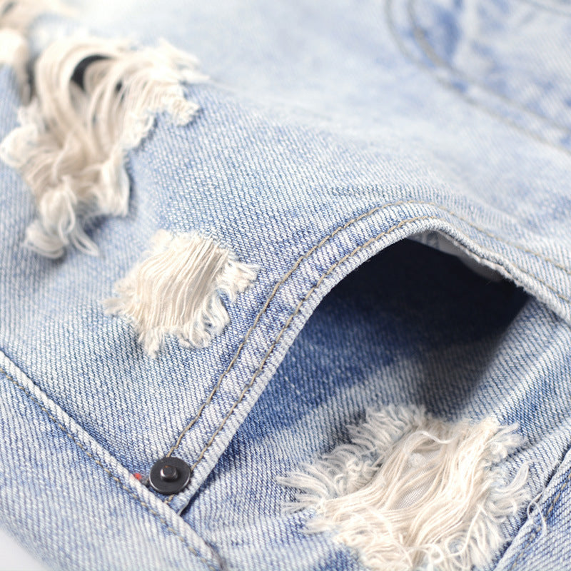 High Waist Ripped Denim Shorts