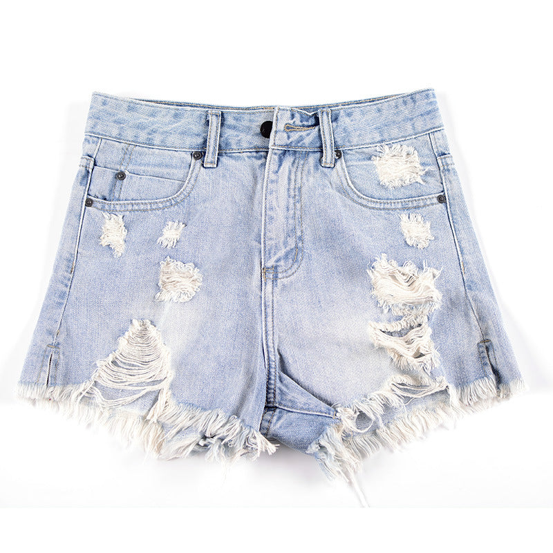 High Waist Ripped Denim Shorts