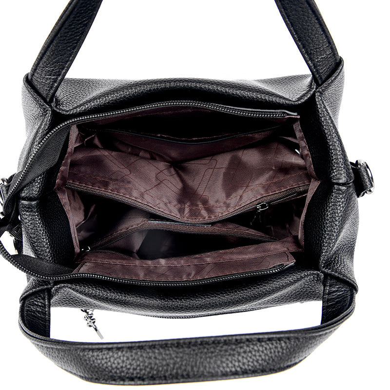 Solid-color High-capacity Versatile Tote Bag With A Textured Lychee Pattern