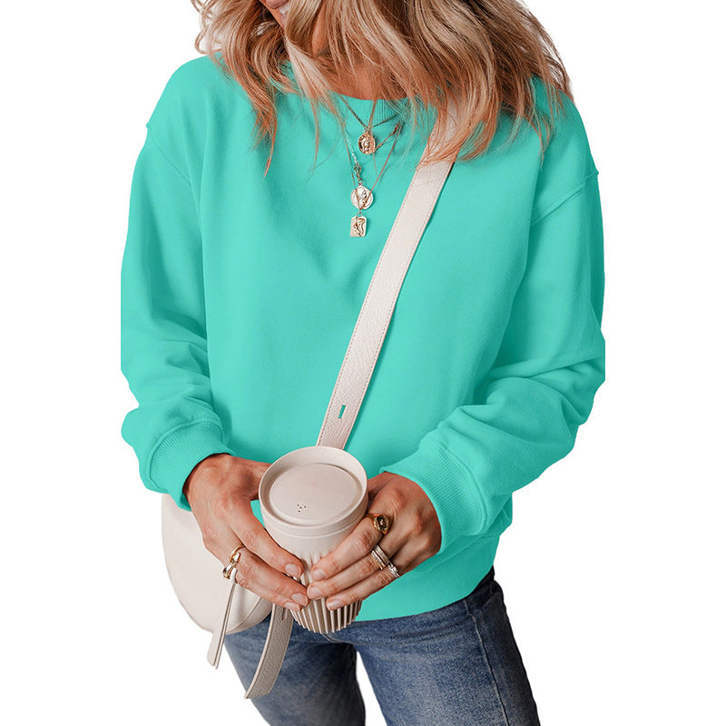 New Pure Color Minimal Versatile Pullover Sweater For Women
