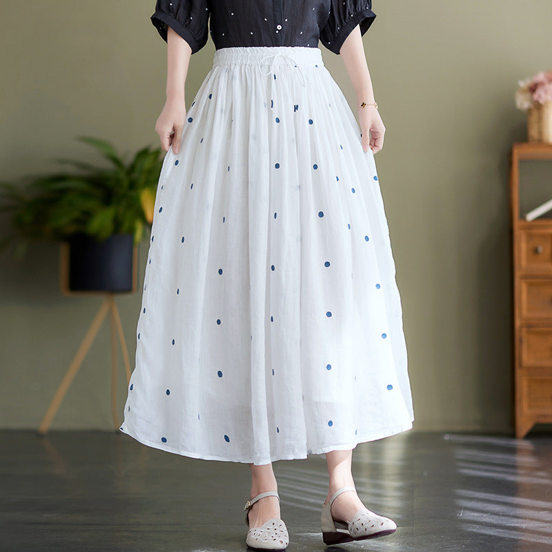 Cotton And Linen Skirt Women's Temperament Figure Flattering Flowy Long Skirt