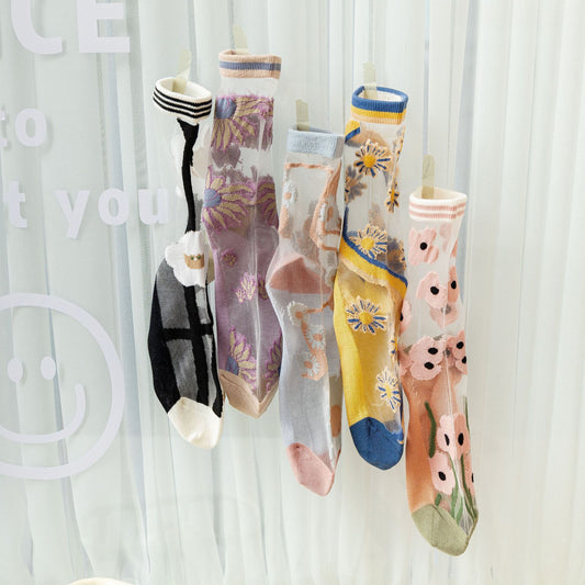 Women's Fiberglass Mid Tube Flower Socks