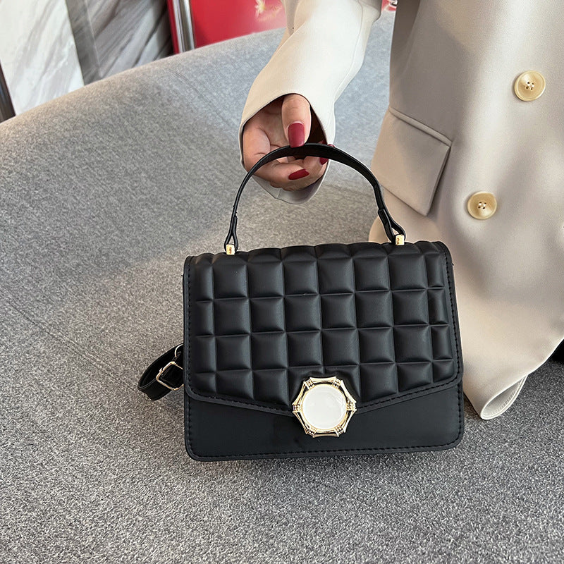 Fransk Minoritet Crossbody Højklasses Præget Firkantet Tern Perle Magnetlås Lille Firkantet Taske