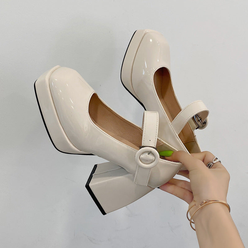 Thick Heel With One Word Hot Girl JK Uniform Shoes