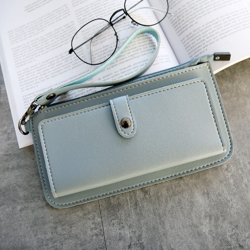 The new spring and summer women's long simple multifunctional hand clasp zipper zipper multi Card Wallet students