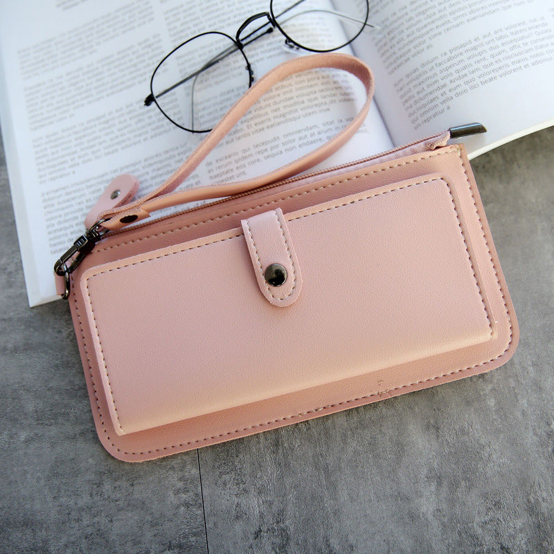 The new spring and summer women's long simple multifunctional hand clasp zipper zipper multi Card Wallet students