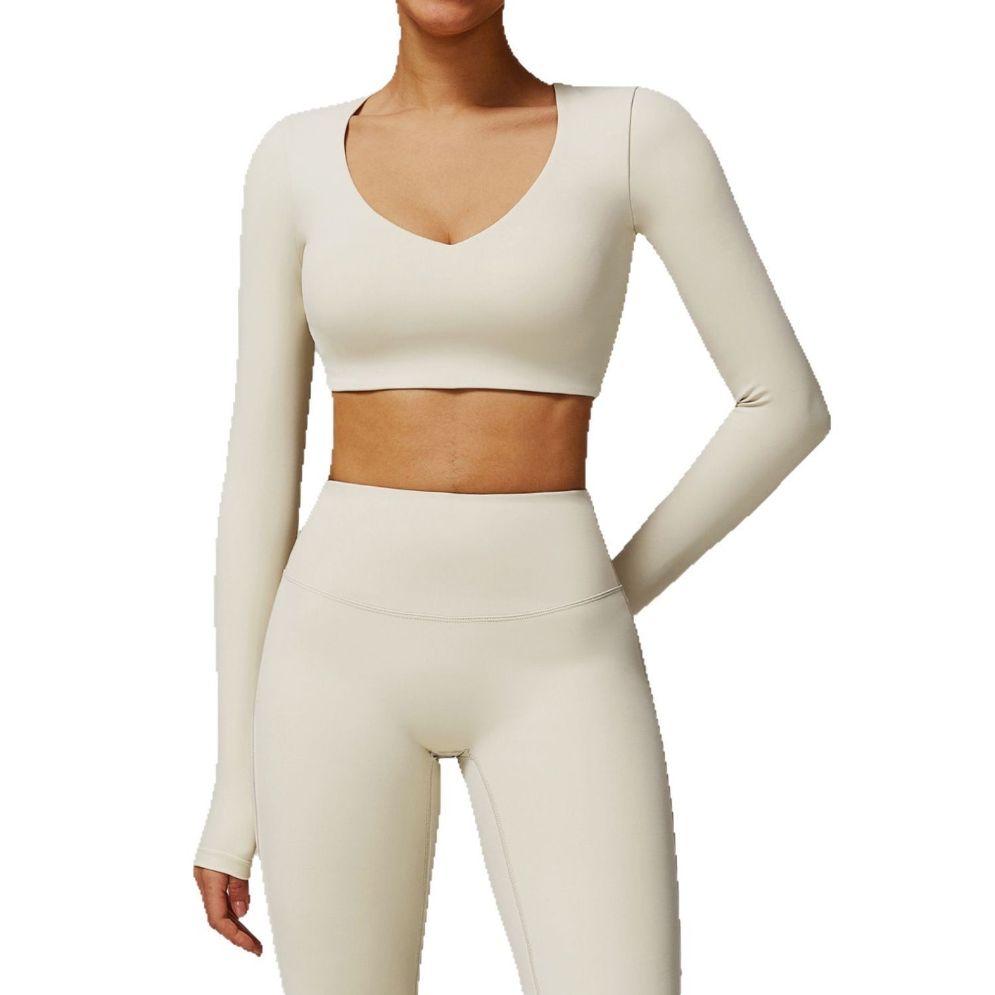 Tight Quick-drying Yoga Long-sleeved Women's V-neck Short Top Fitness T-shirt