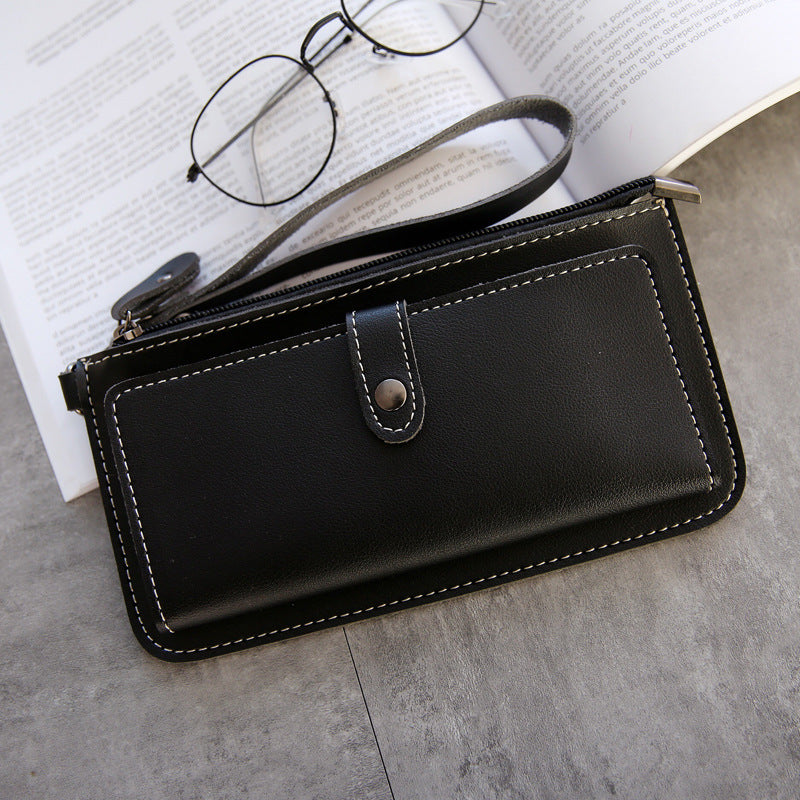 The new spring and summer women's long simple multifunctional hand clasp zipper zipper multi Card Wallet students