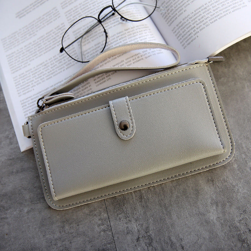 The new spring and summer women's long simple multifunctional hand clasp zipper zipper multi Card Wallet students