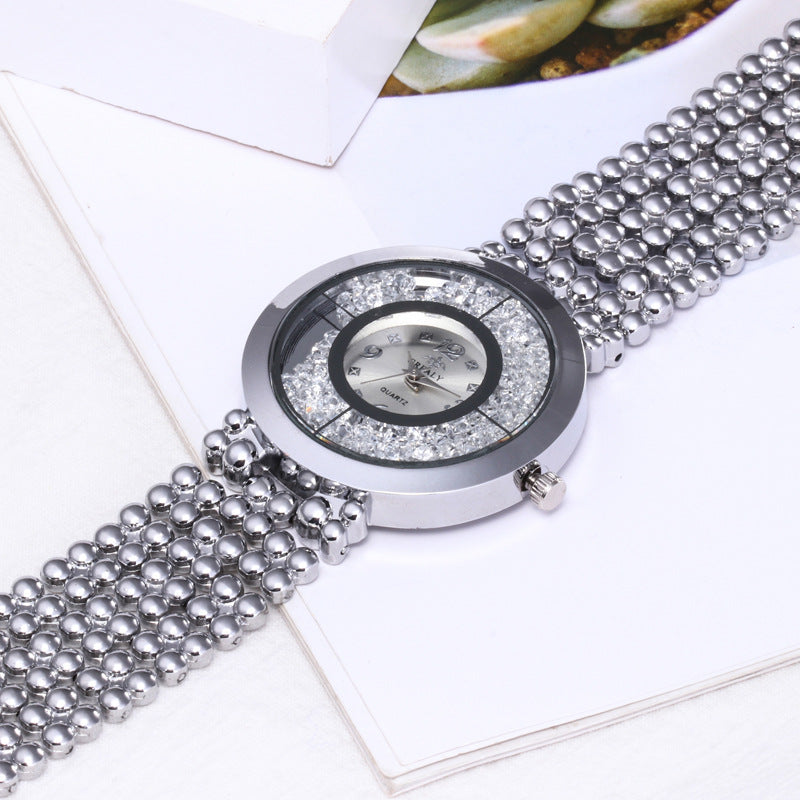 Amazon hot mode rhinsten sandpapir damer legering ur Europa og USA populære armbånd armbånd modeur