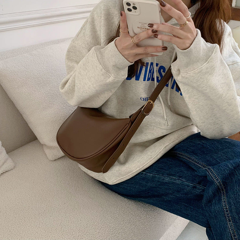 Women's Bag Casual Black One Shoulder Crossbody Bag Versatile Dumpling Bag