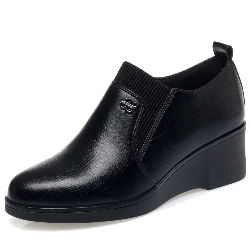 Women's Minimalist And Versatile Wedge Heel Leather Shoes