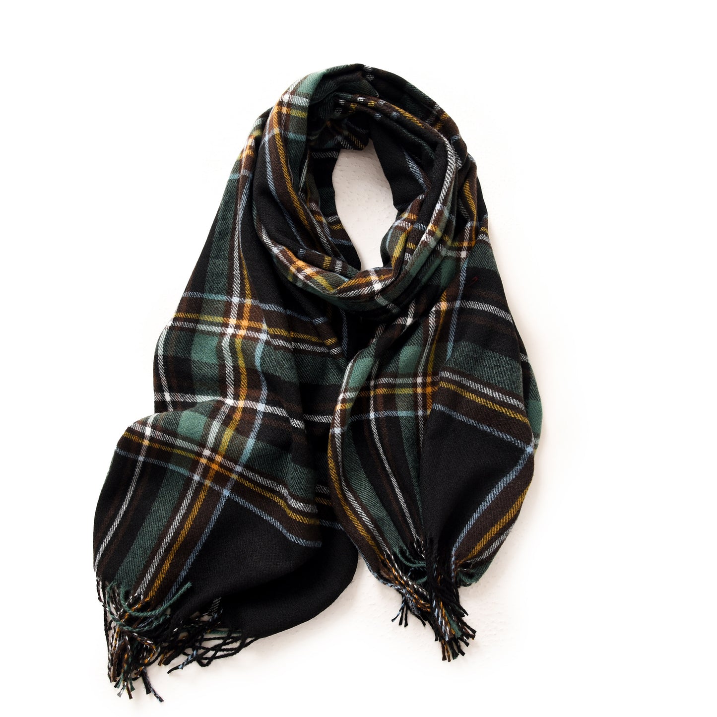 Elegant Plaid Warm Tassel Scarf Women's Mid-length