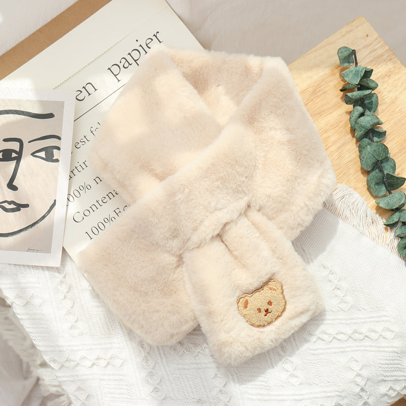 Women's Winter Korean Style All-match Plush Bear Scarf