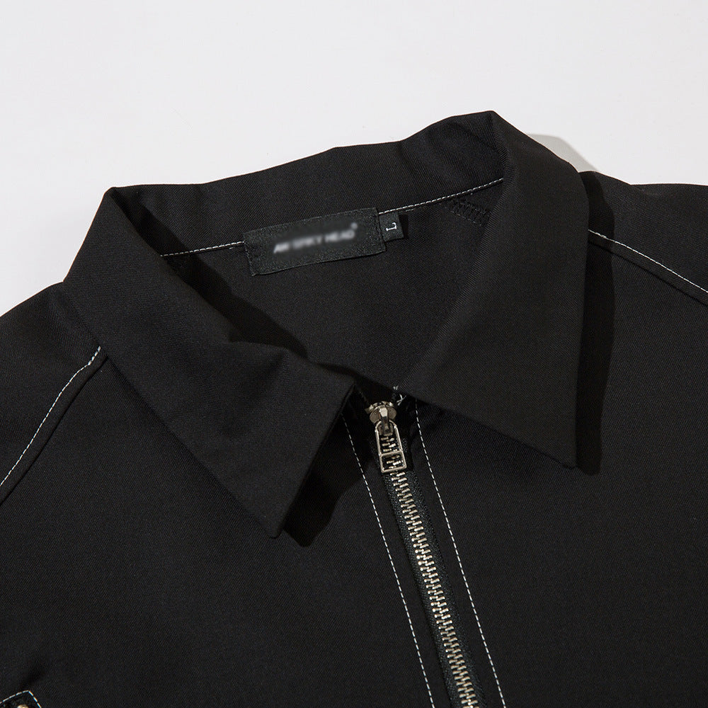 Loose Topstitching Lapel Shirt Coat