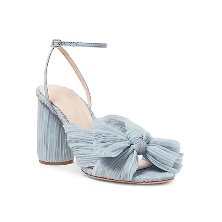 Thick Heel Bow Fairy Silk Sandals Vintage Fairy Shoes