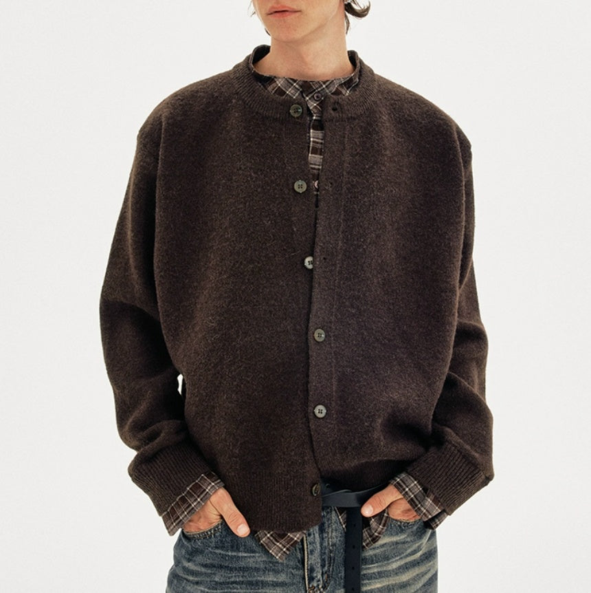 Patchwork Plaid Mock Two Piece Knit Top