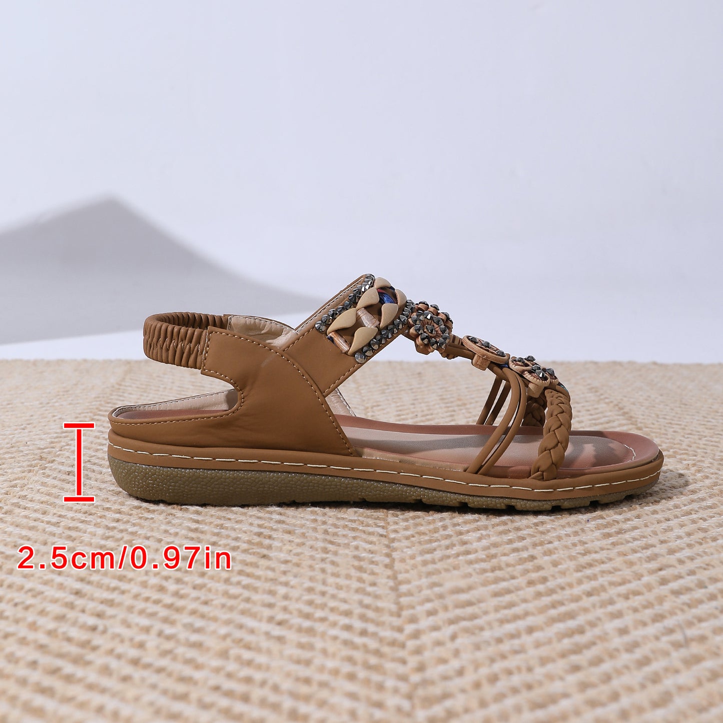 Bohemian Sandals Women's Casual Beaded Rhinestone Plus Size