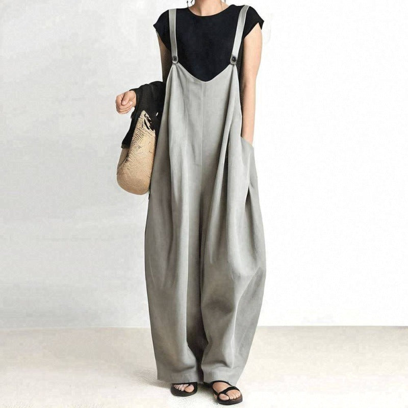 Japanese-style Rakuten Lazy Wide-leg Solid Color Overalls