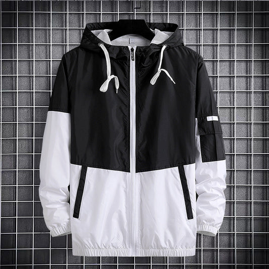 Men's sports plus size hooded jacket trench coat