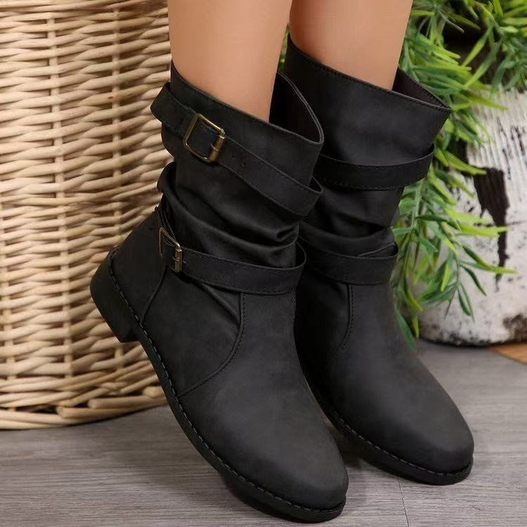 Boots Women's Round Toe Flat