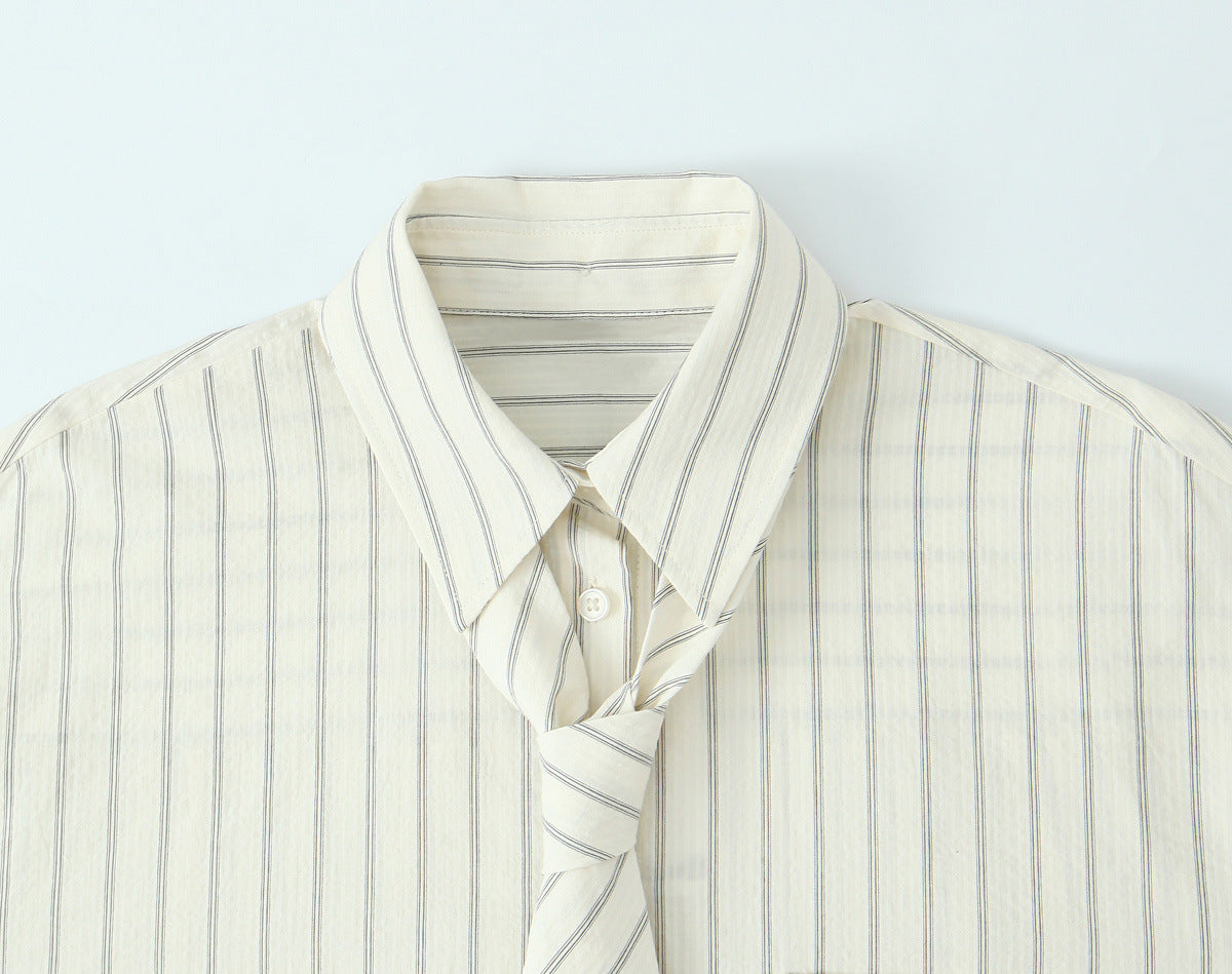 Women's Fashion Simple Tie Loose Shirt
