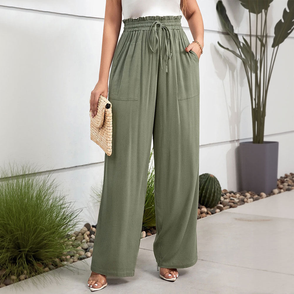 Waist-cinching Drawstring Elastic Waist With A Draped Feel, Comfortable And Slimming, Versatile Casual Wide-leg Pants For Women