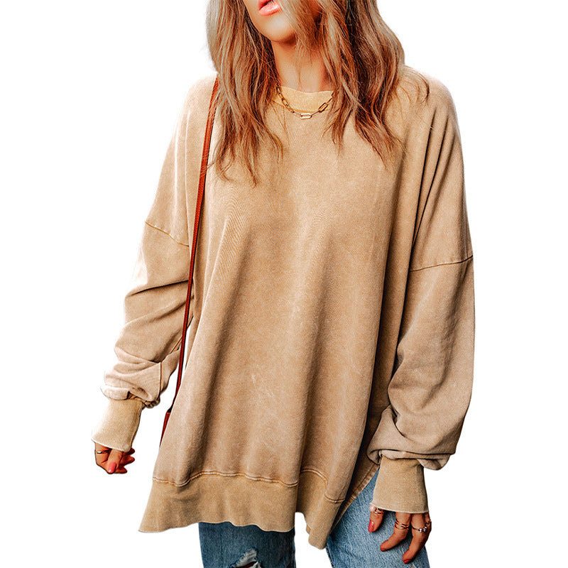 New Solid Color Loose Pullover Top Women
