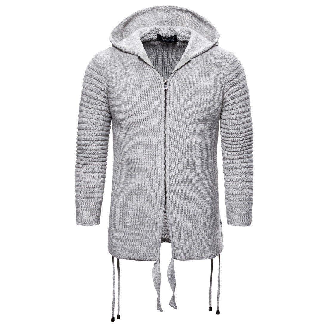 Fashion Slim Solid Color Men's Sweater Hooded Zipper Plus Size Sweater