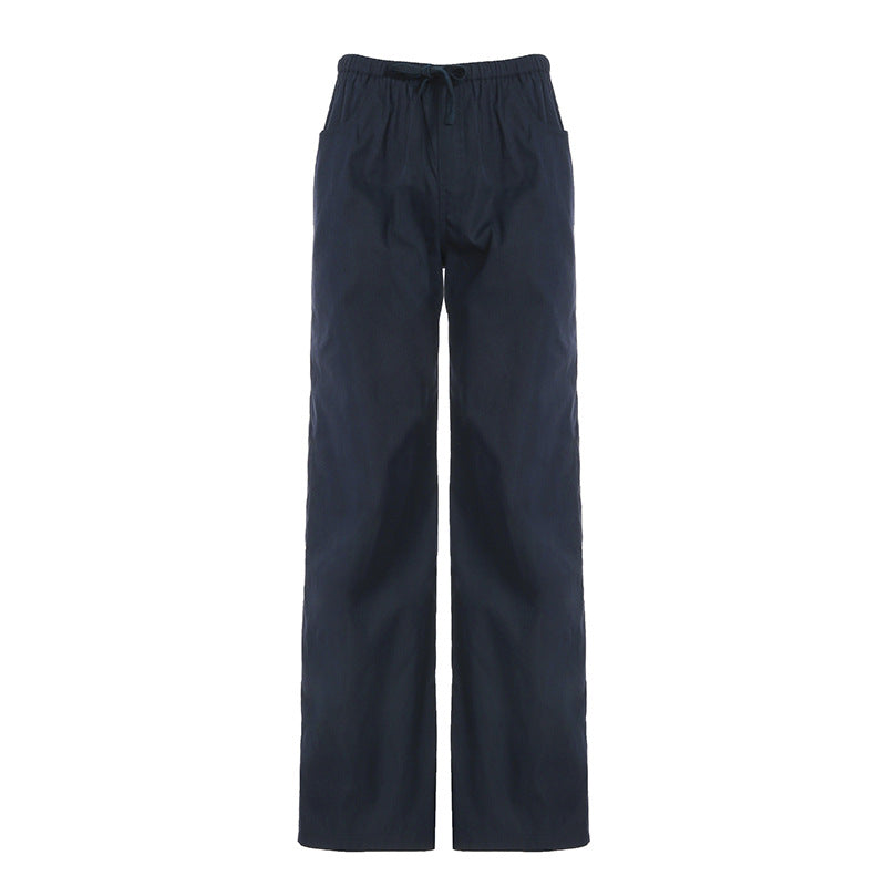 New Elastic Waist Design Straight Slimming All-match Wide Leg Pants