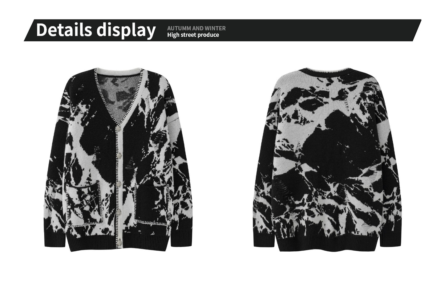 Snowflake Ripped Niche V-neck Knitted Tup Cardigan