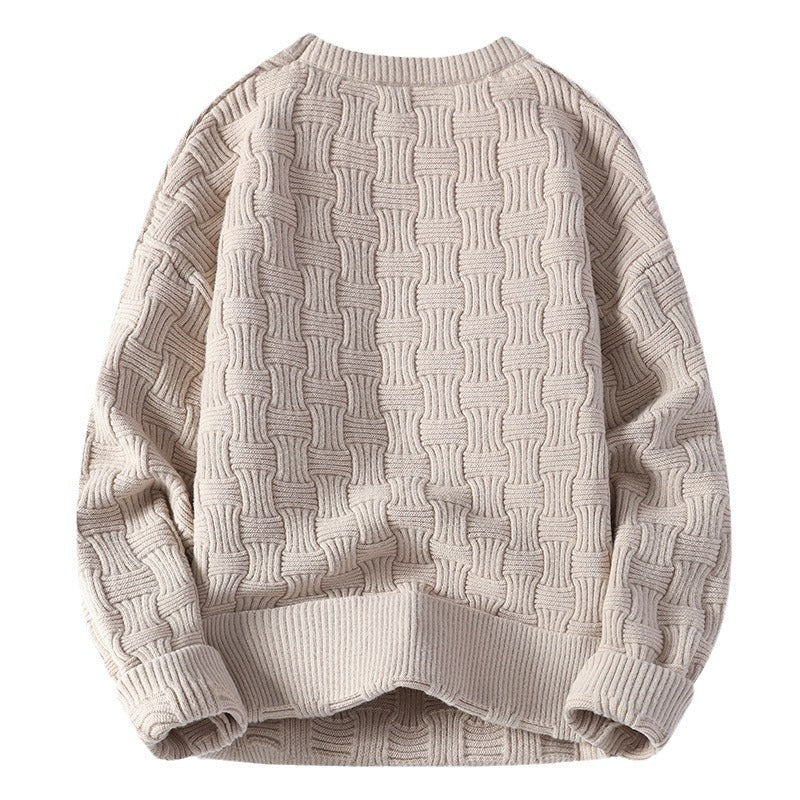 Strikket herresweater med rund hals i ny mode