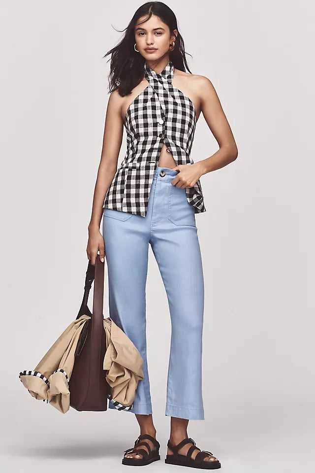 Casual Pants Straight High Waist Wide Leg Cropped Women's Pants