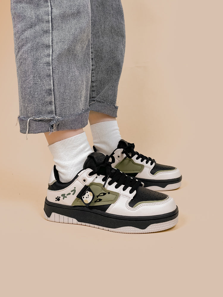 Color-blocking Flat Sports Casual Low-top Board Shoes