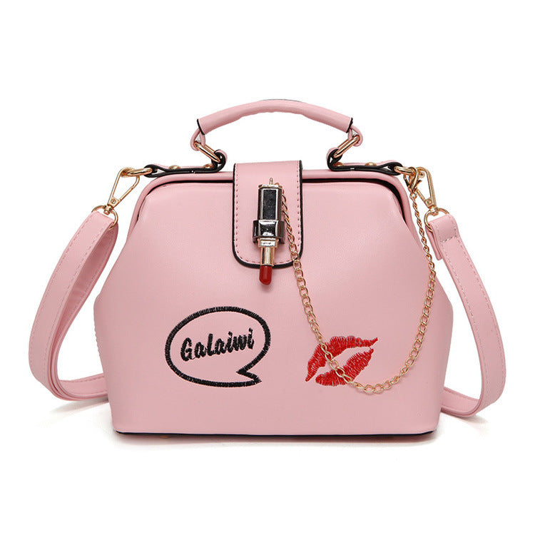 Lip embroidered lipstick lock doctor bag