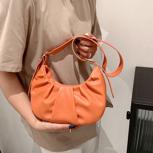 Women's New Fashion Pleated One Shoulder Cloud Messenger Bag
