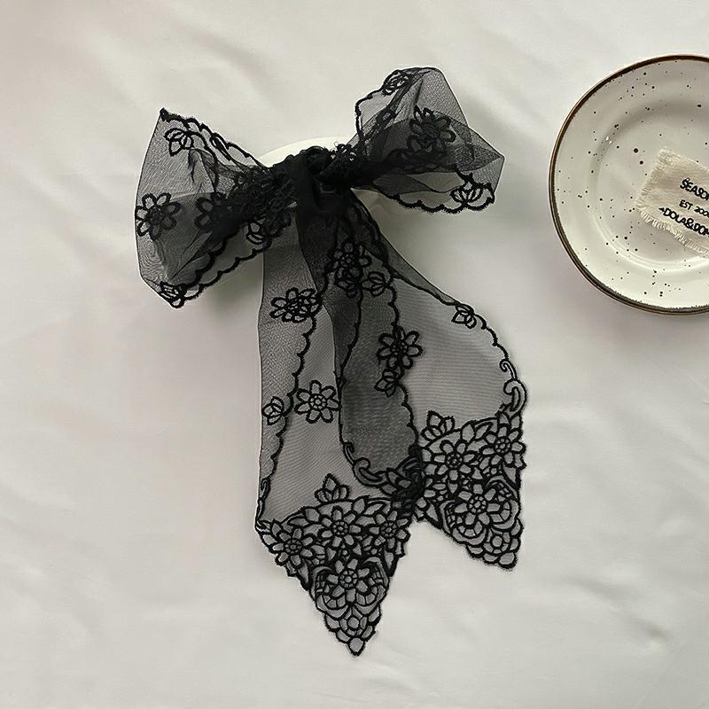 Streamer Small Scarf Embroidered Lace Tie Head Silk Scarf Hairband
