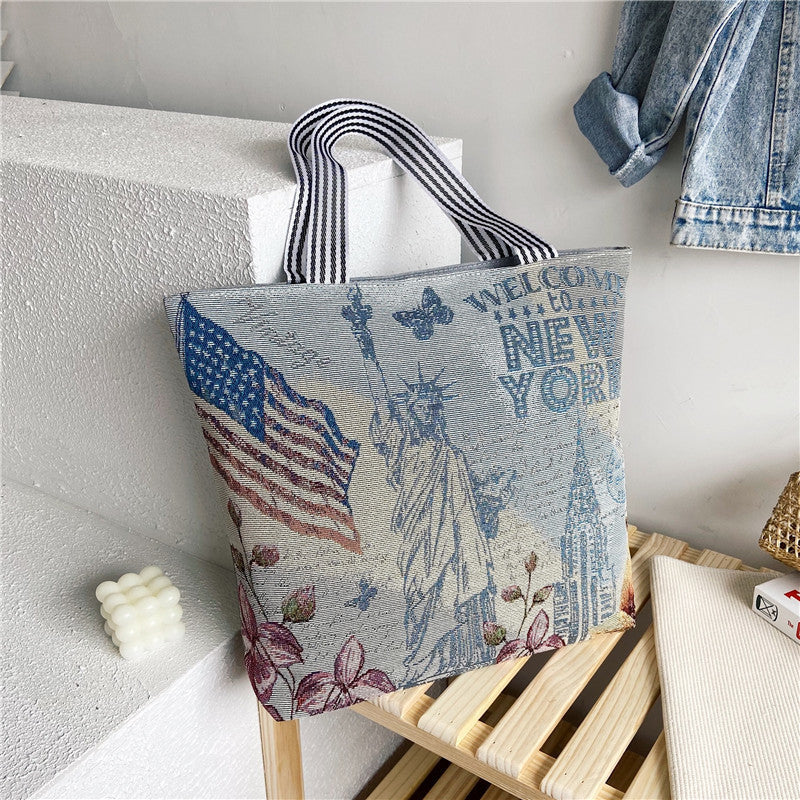 Student Portable Canvas Bag Literary Storage