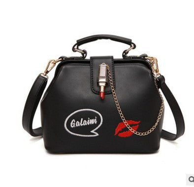 Lip embroidered lipstick lock doctor bag