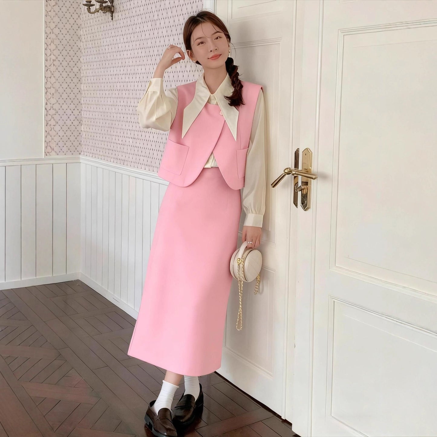 Split Sheath Skirt Mid-length Straight Skirt For Women