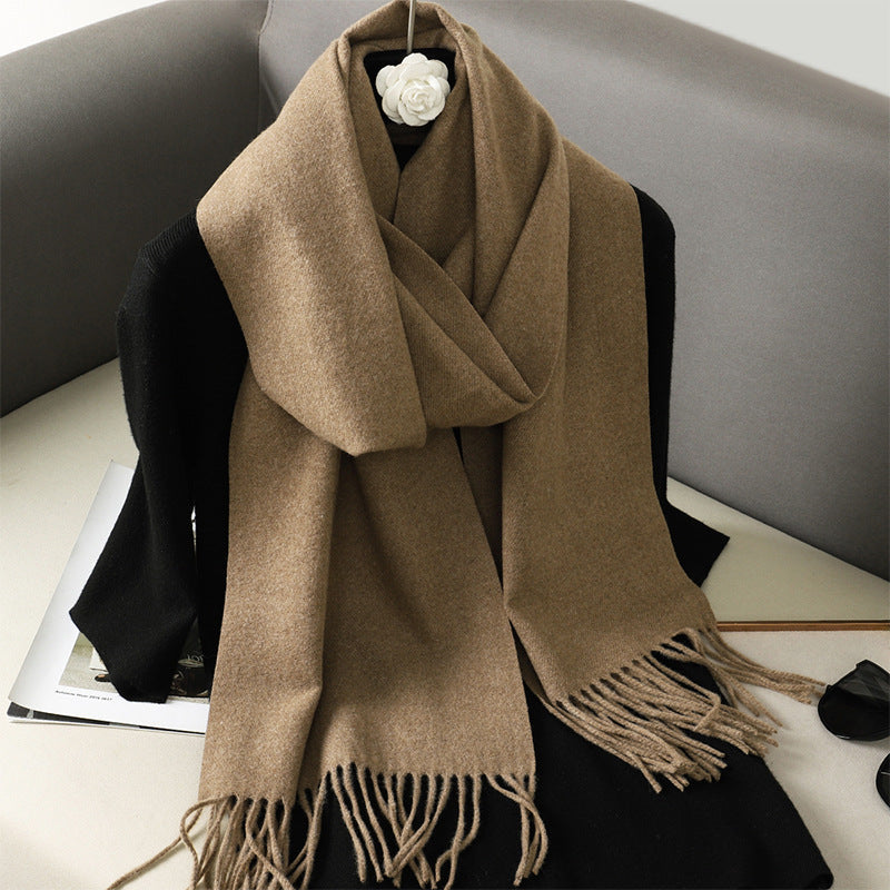 Solid Color Maillard Scarf Cashmere-like Women Warm Shawl