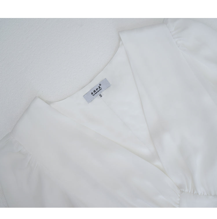 French Court Retro Style Slim White Dress