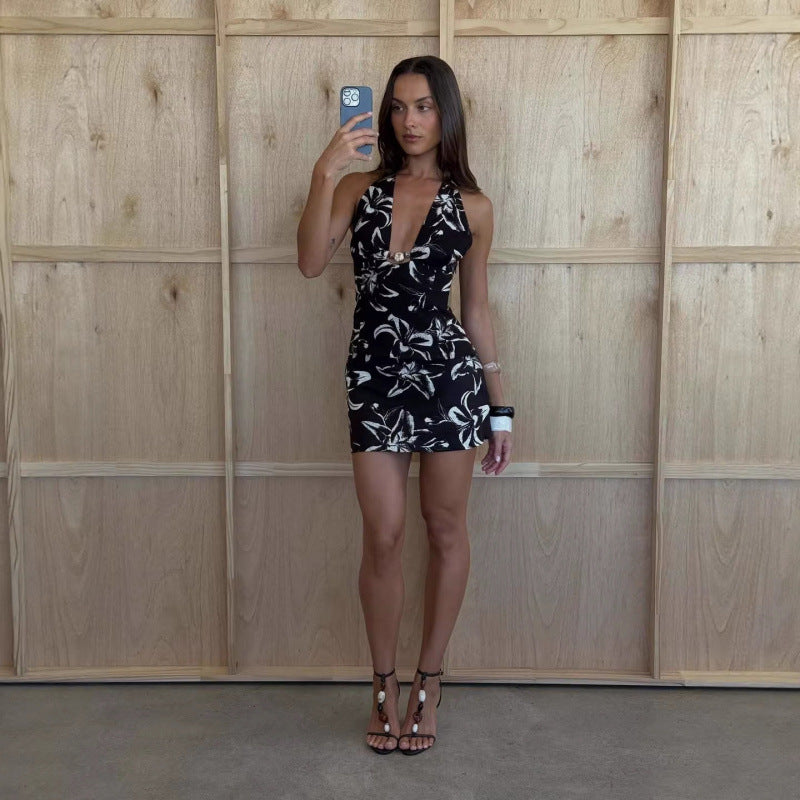 Womens New Arrival Printed Slim-Fit Sexy Set
