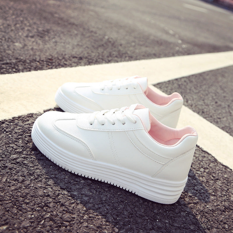New Spring Thick White Shoes Casual Shoes Female Korean Female Leather Shoes Solid Platform Shoes
