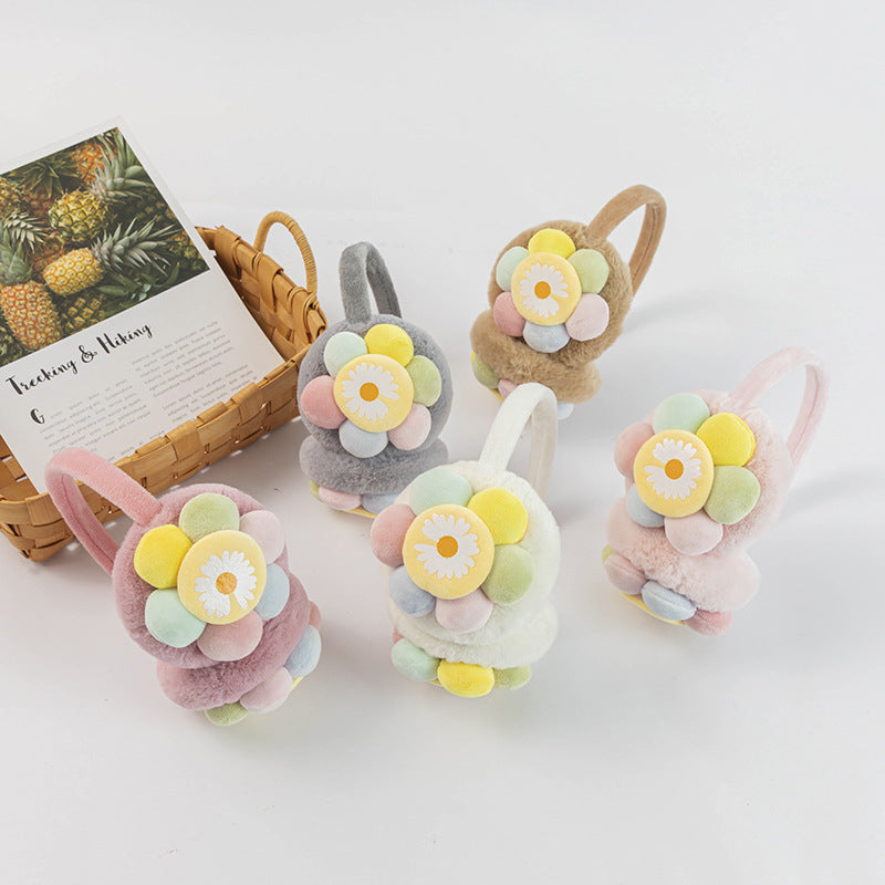 New Children's Plush Earmuffs Cute Sunflower Warm