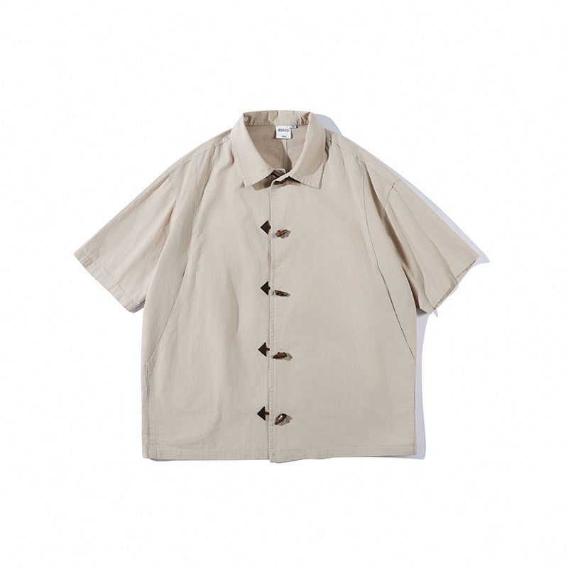 New Chinese Style Claw Buckle Men's Short-sleeved Shirt