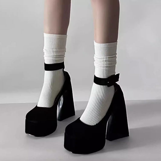 French Vintage Mary Jane Shoes Women's Waterproof Platform