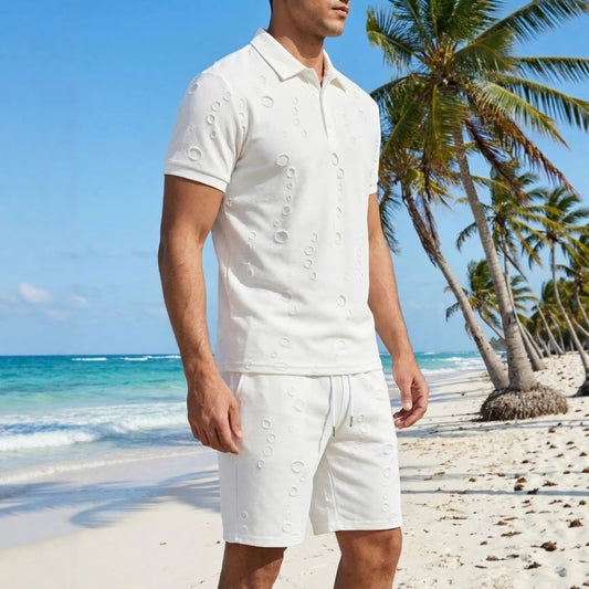Summer Washed Distressed Polo Shirt With Buttons Mens Sports Polo Tee